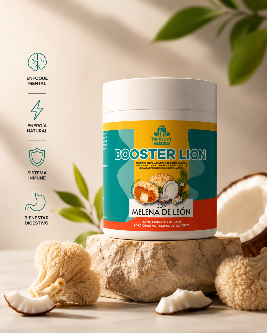 Booster Lion® | Melena de León en polvo sabor a coco