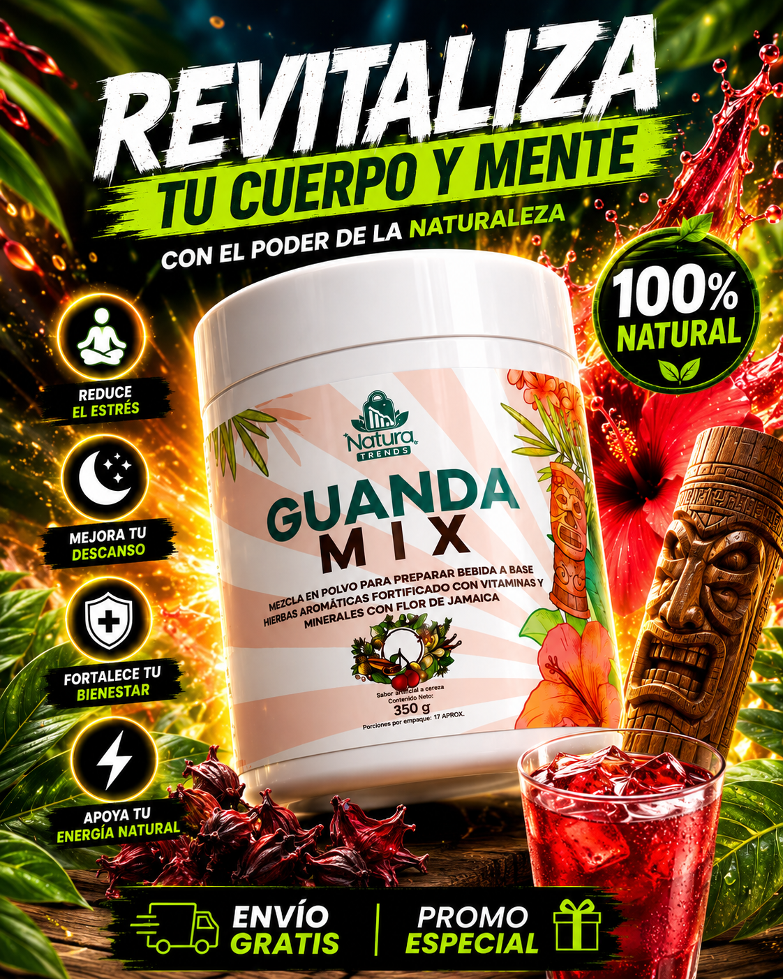 Guanda MIX® | Ashwagandha en Polvo sabor a Fresa
